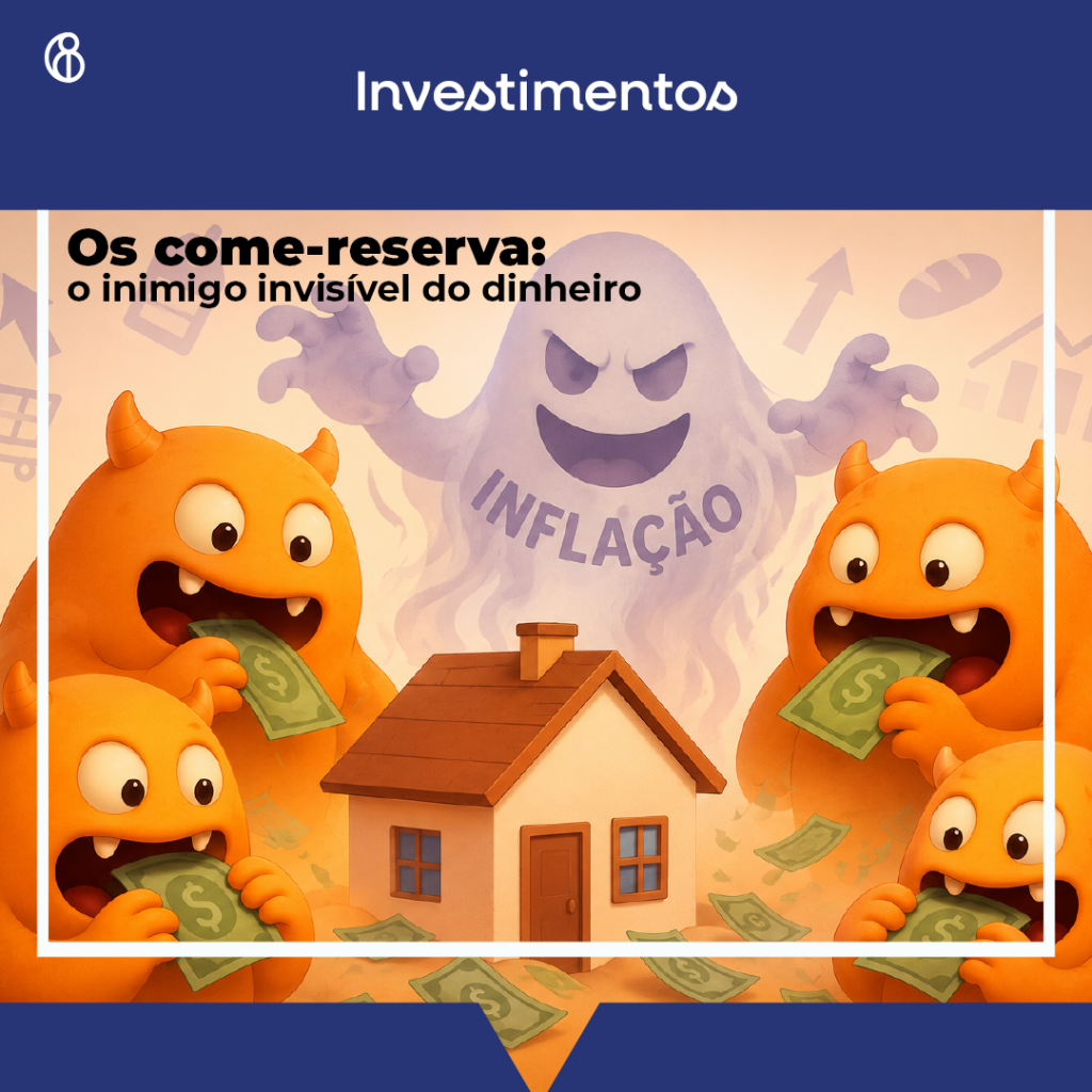Os Come-Reserva representando a inflação e o impacto no poder de compra do dinheiro.